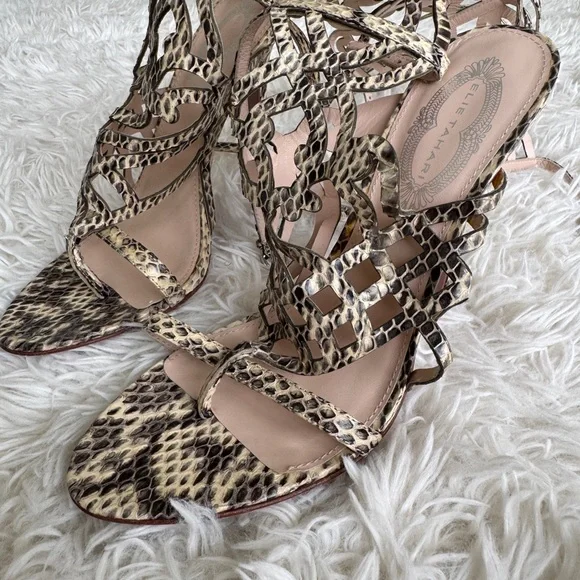 Elie Tahari Gladiator Python Knee High Lace-Up Sandals - one of a kind - NEW 💫 - Picture 3 of 12